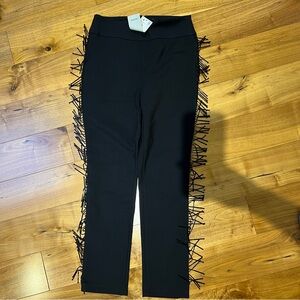 Zara Women Trousers With Beaded Fringing Black